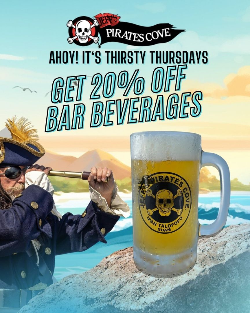 Thirsty Thursdays poster: get 20% off bar beverages